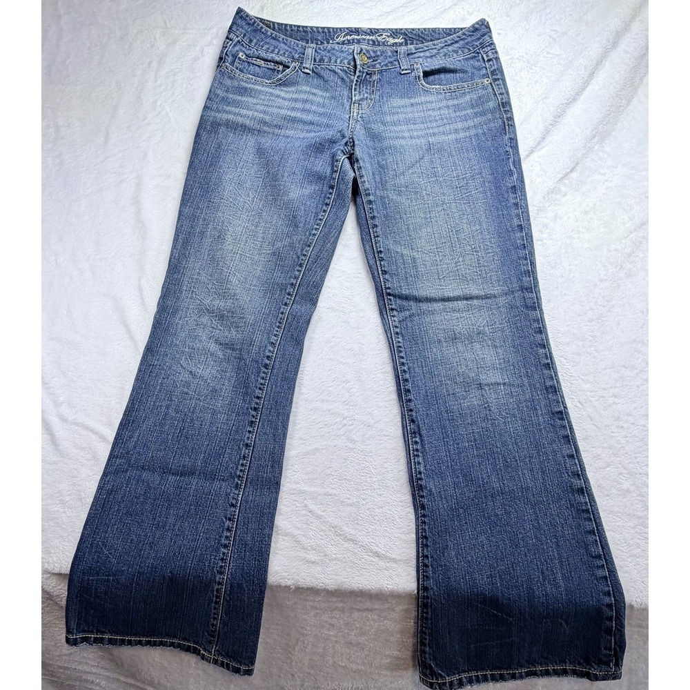 VTG American Eagle Favorite Boyfriend Jeans Blue Flare Y2K Low‎ Rise Women's 12